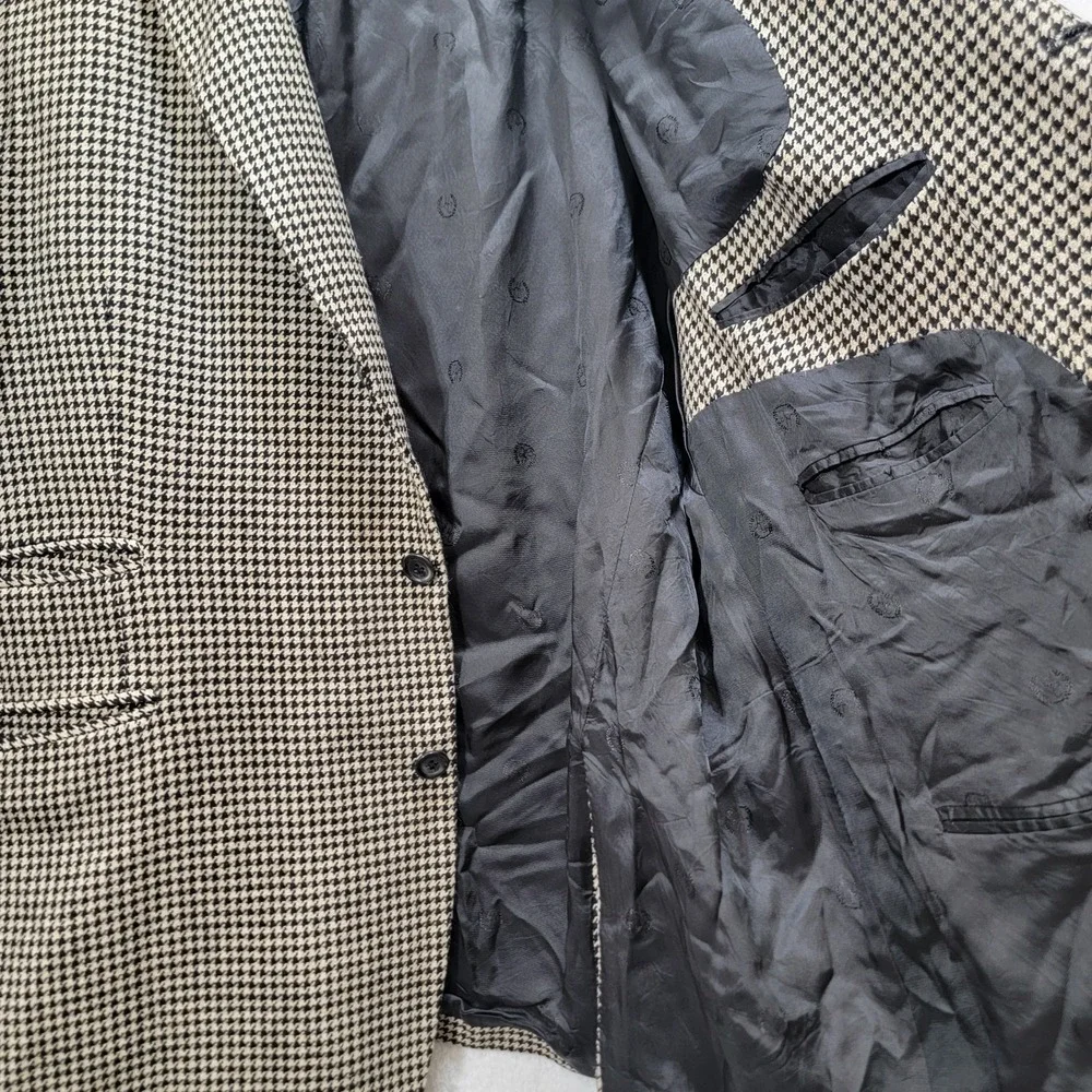 Hunt Club Sport Coat Blazer Size‎ 46R Wool Silk Blend Houndstooth Tweed Preppy
